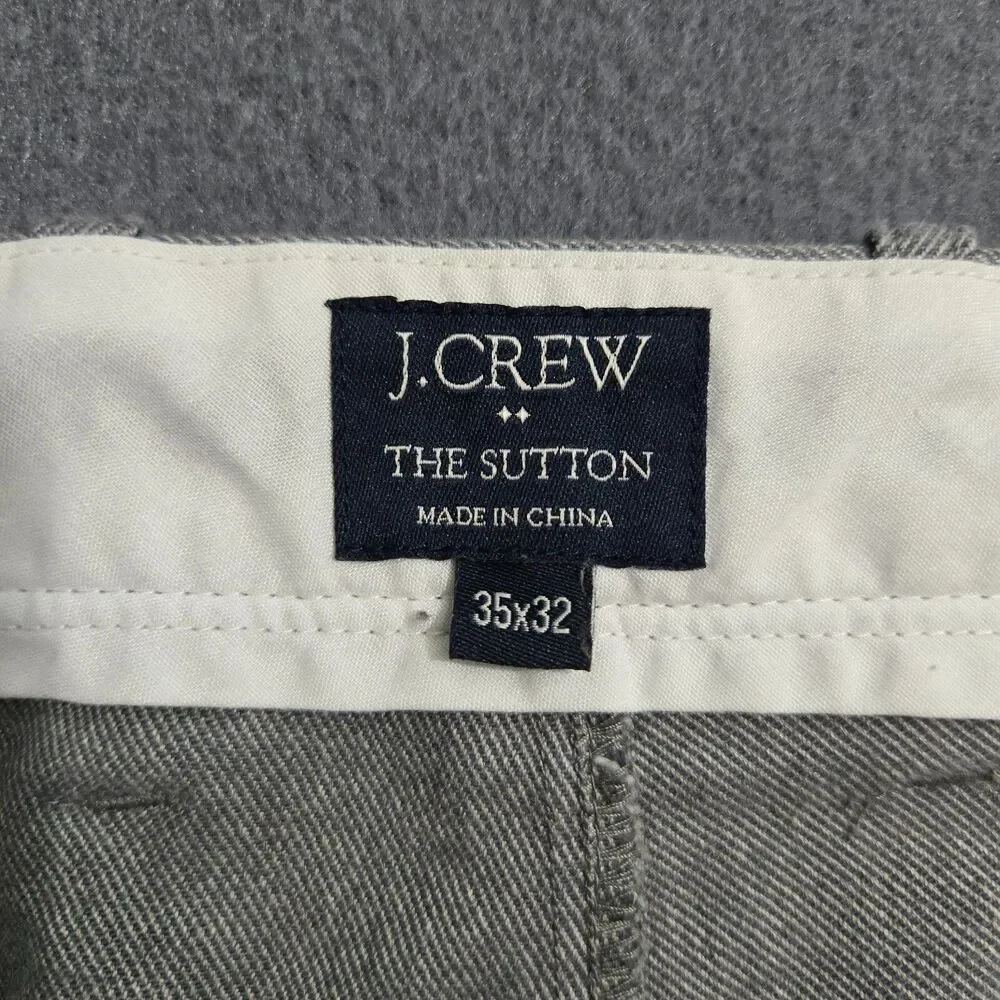 J. Crew Men 35X32 (35X30) Gray Flat Front The Sutton Straight Leg Chino Pants